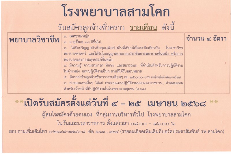 รับสมัครพยาบาลวิชาชีพ 4 อัตรา/..